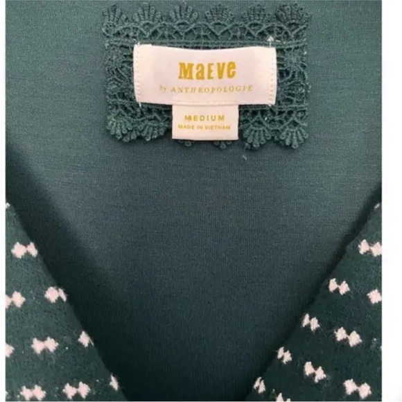 Maeve by Anthropologie ~ Malta green V-neck Lined Long Sleeve Dress | Sz Medium - Picture 11 of 12